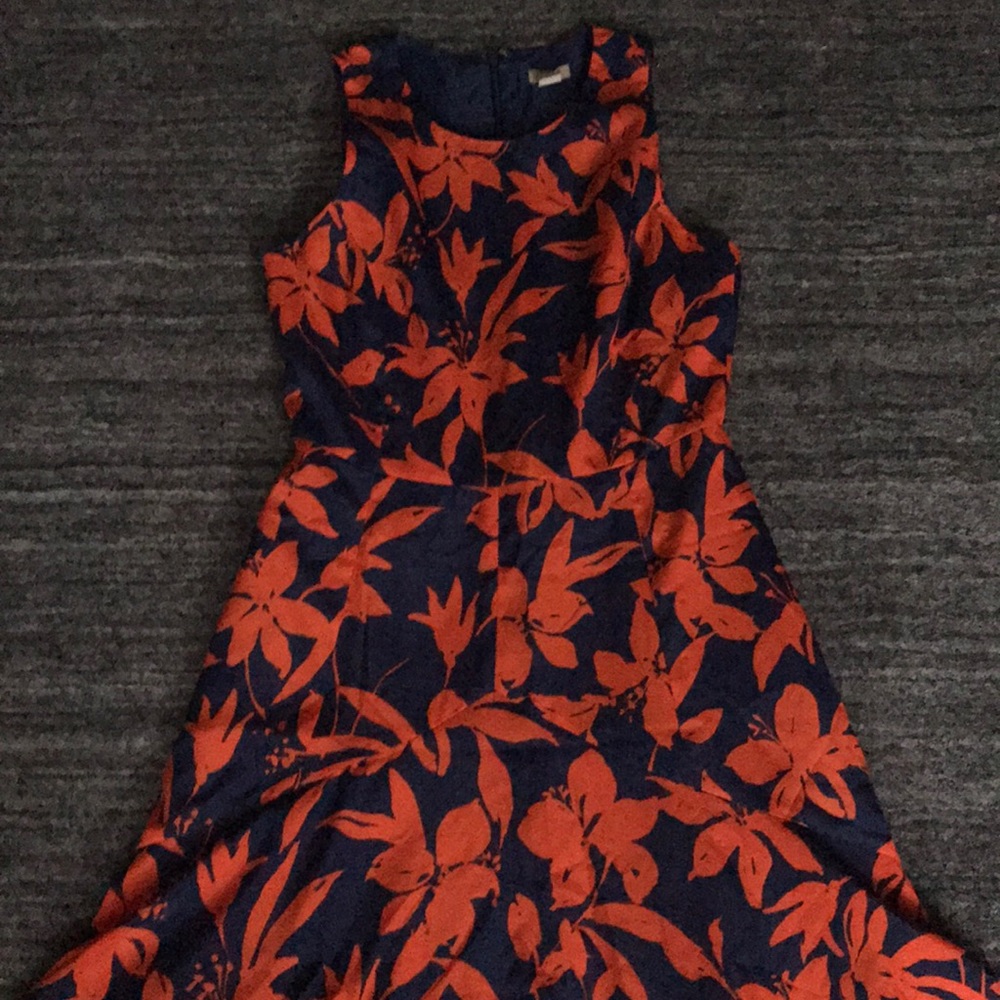 Jcrew Factory Navy & Orange Floral Dress